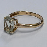 9ct Yellow Gold Green Amethyst Solitaire Ring