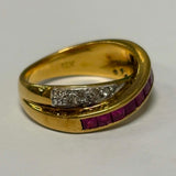 18ct Ruby and Diamond Cross Over Ring