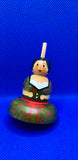Vintage Wooden Spinning Top Hand-painted Maid