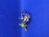 Vintage Hand-Painted Blue Gentian Flower Brooch