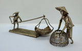 Vintage Tin Silver Metal Asian Style Figurines