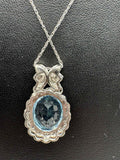 10ct White Gold Necklace With Blue Topaz Pendant