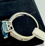 9ct White Gold London Blue Topaz and Diamond Ring
