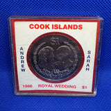 1986 Cook Islands $1 Coin Royal Wedding Prince Andrew & Sarah Cased