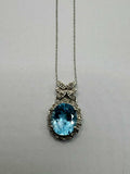 10ct White Gold Necklace With Blue Topaz Pendant