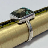 Sterling Silver Rectagle Tibetan Turquoise Ring