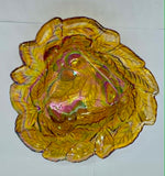 Vintage Indiana Loganberry Amber Carnival Glass Bowl