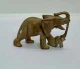Vintage Hand-carved Stone Elephant Mother and Calf Figurine