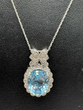 10ct White Gold Necklace With Blue Topaz Pendant