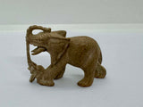 Vintage Hand-carved Stone Elephant Mother and Calf Figurine