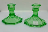 Uranium Glass Candle Holders Set of 2