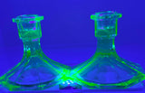 Uranium Glass Candle Holders Set of 2