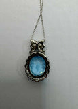 10ct White Gold Necklace With Blue Topaz Pendant