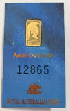 24ct Gold Bullion Assay Certificate Royal Australian Mint