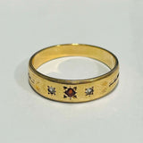 9ct Yellow Gold Garnet and Cubic Zirconia Ring