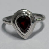 Sterling Silver Tear Shaped Garnet Ring