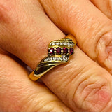 9ct Yellow Gold Garnet and Diamond Ring