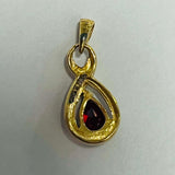 9ct Yellow Gold Similated Ruby and Diamond Pendant