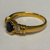 18ct Yellow Gold Sapphire and Diamond Bezel Set Ring