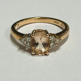 9ct Rose Gold Morganite and Diamond Ring