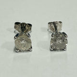 14k White Gold Diamond Solitaire Earrings with Valuation