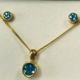 9ct Yellow Gold Topaz Earrings and Necklace Set