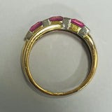 9ct Yellow Gold Simulated Pink Sapphire and Diamond Ring