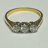 18ct Yellow Gold Diamond Trilogy Ring
