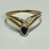 9ct Yellow Gold Sapphire and Diamond Ring