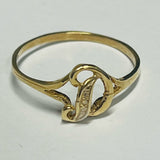 9ct Yellow Gold "D" Diamond Ring