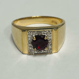 9ct Gold Simulated Ruby and Diamond Ring