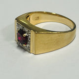 9ct Gold Simulated Ruby and Diamond Ring