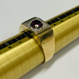9ct Gold Simulated Ruby and Diamond Ring