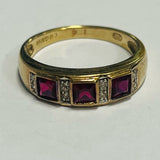 9ct Gold Created Ruby and Diamond Ring