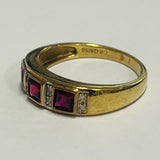 9ct Gold Created Ruby and Diamond Ring
