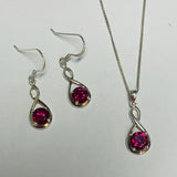 Sterling Silver Cubic Zirconia Earring and Necklace Set