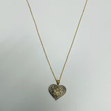 9ct Yellow and White Gold Filagree Heart Pendant on Twist Necklace