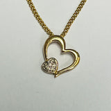 9ct Yellow Gold Diamond Heart Pendant
