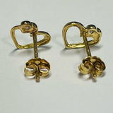 9ct Yellow Gold Diamond Heart Earrings