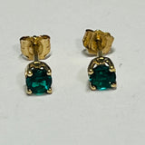 10ct Yellow Gold Simulated Emerald Stud Earrings