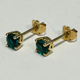 10ct Yellow Gold Simulated Emerald Stud Earrings