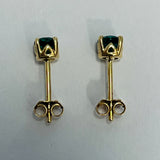 10ct Yellow Gold Simulated Emerald Stud Earrings