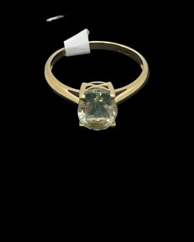 9ct Gold Green Amethyst Solitaire Ring