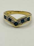 9ct Gold Created Sapphire and Diamond Ring