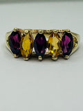 9ct Gold Amethyst and Citrine Ring