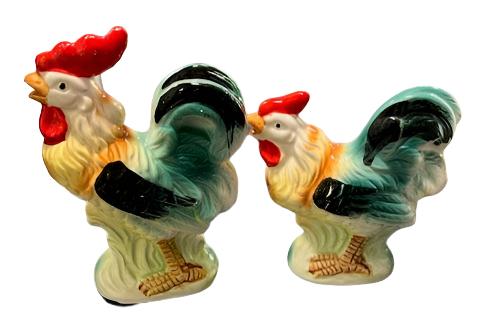 Vintage Rooster and Hen Salt and Pepper Shakers