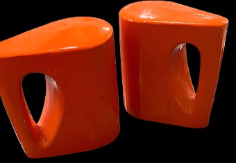 Japanese Orange Ceramic Salt and Pepper Shakers