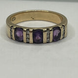 9ct Gold Amethyst and Diamond Ring