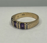 9ct Gold Amethyst and Diamond Ring