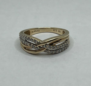 10ct Gold Diamond Criss-cross Ring